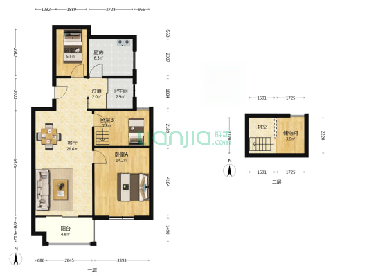 双龙苑 3室1厅1卫 76平方
