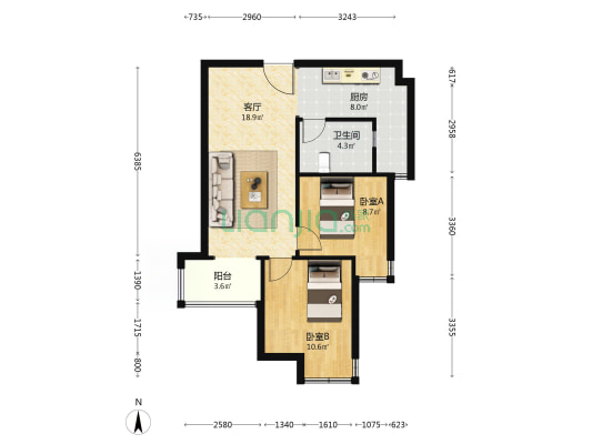 业主自住精装，带全屋家具家电，可直接拎包入住-户型图