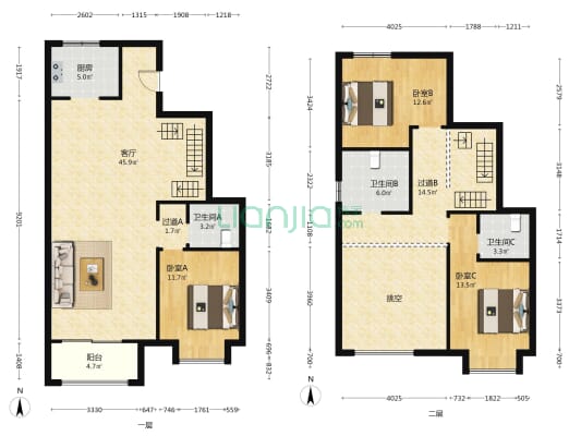 阳光城晋阳府 3室1厅3卫 162平方