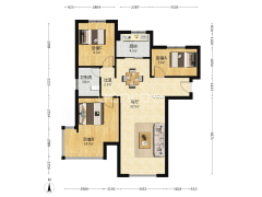边户三居 明厨明卫 精装 拎包入住 中高楼层-涿州K2狮子城南区户型图