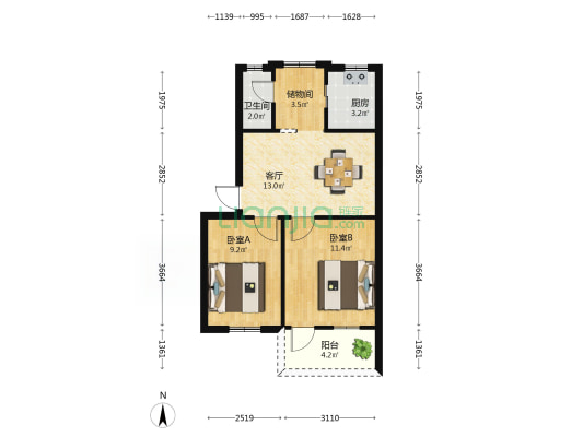 沈阳小区南铁北三区 2室1厅1卫 57平方