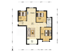 南北通透三居 毛坯 满两年 随时看房-涿州香邑溪谷户型图