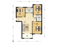 人车分流社区，南北通透三居，带独立防火门-涿州鹏渤印象城牛津花园户型图