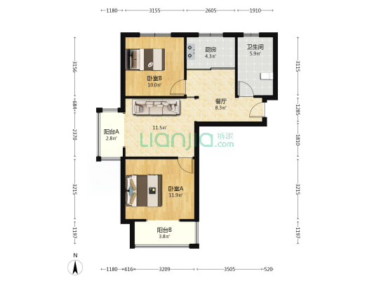 精装中式装修 全明格局 采光充足 看房随时-户型图