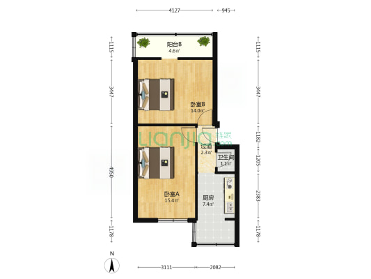 东风路北二巷1号 2室0厅1卫 54平方