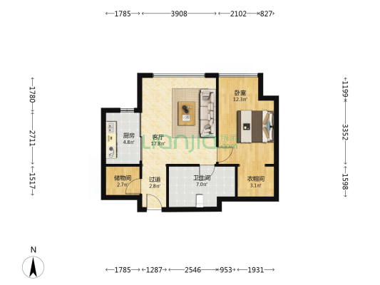 平安泰达金融中心 · 骅悦 1室1厅1卫 88平方