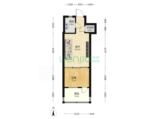 滏河大街95号院 1室1厅1卫 35平方