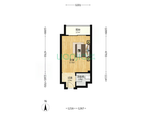 港基城市广场 1室0厅1卫 42平方
