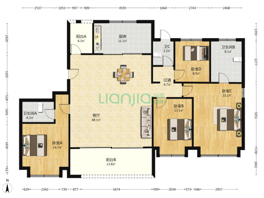 潮展云起 4室1厅3卫 199平方