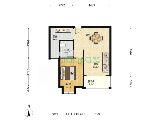 永利新城西苑 1室1厅1卫 62平方