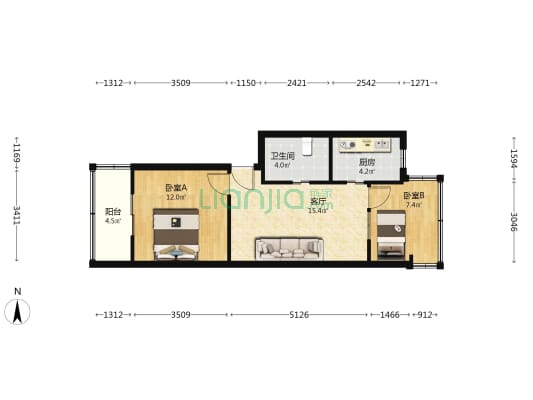新典新村 2室1厅1卫 56平方
