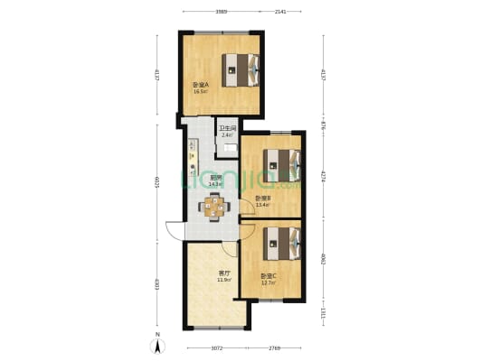 宝山南路143号 3室1厅1卫 67平方