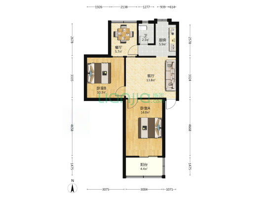福利巷28号 2室2厅1卫 62平方