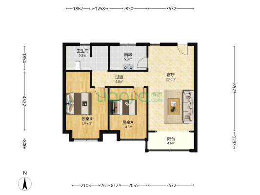 台角雅苑 2室1厅1卫 96平方