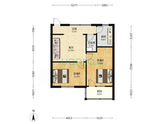 丰溪路6号 2室1厅1卫 61平方