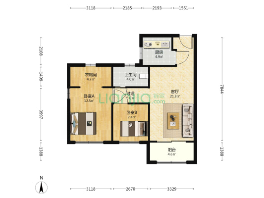 新华公寓祥瑞苑 2室1厅1卫 97平方