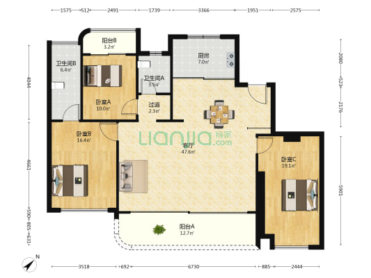新希望D10天元 3室1厅2卫 180平方