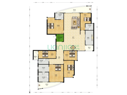 阳光国际 6室1厅5卫 317平方