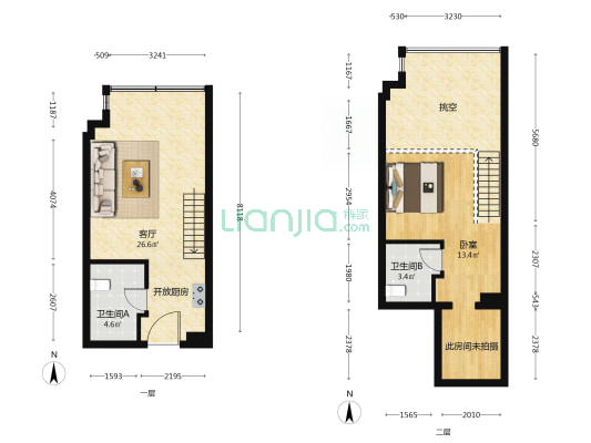 卡法国际 1室1厅2卫 53平方
