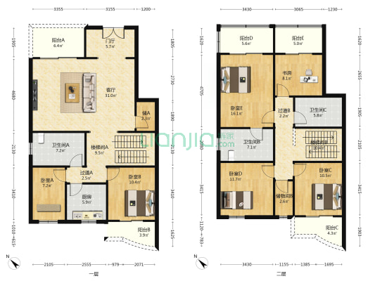 广成苑 6室1厅3卫 202平方