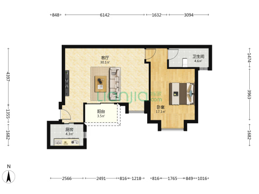 博雅御轩 1室1厅1卫 76平方
