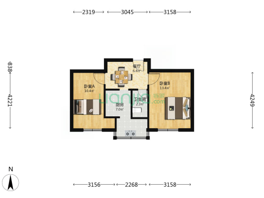 文化路112号院 2室1厅1卫 49平方