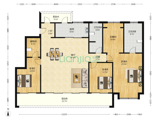 旭辉公元 3室1厅2卫 189平方