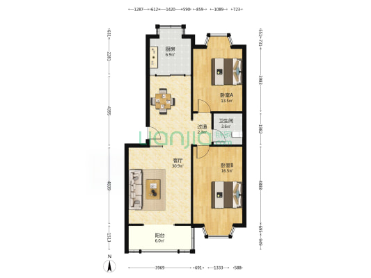 山水家园 2室1厅1卫 97平方