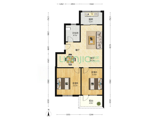 石泉路 2室1厅1卫 80平方