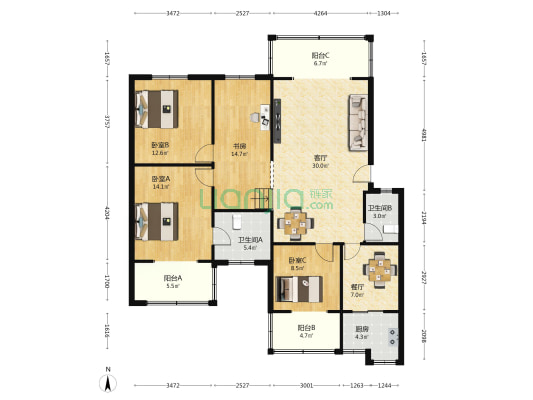 一环路东一段13号 4室2厅2卫 124平方