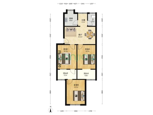 建设新村 3室1厅1卫 89平方