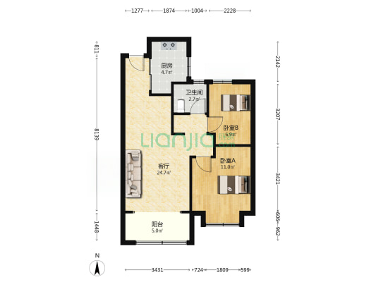 润泰绣园 2室1厅1卫 78平方
