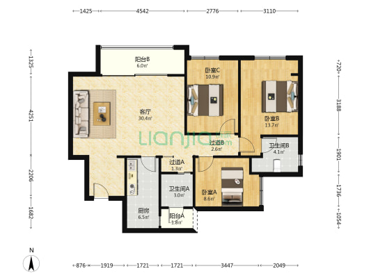 绿城春月锦庐 3室1厅2卫 99平方