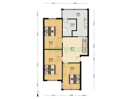 电机厂家属区 3室1厅1卫 101平方