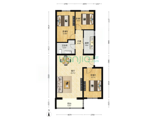 恩济庄缘 3室1厅1卫 108平方
