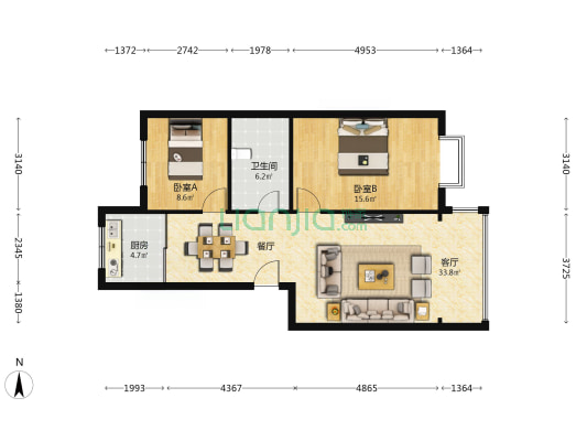 兰州电源车辆研究所家属院 2室1厅1卫 86平方