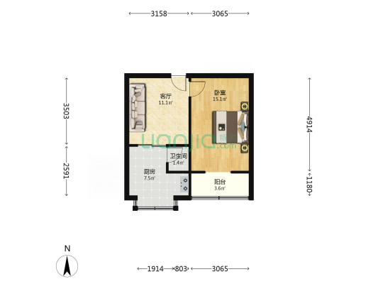 中国水利水电西北勘测设计研究院福利区 1室1厅1卫 43平方