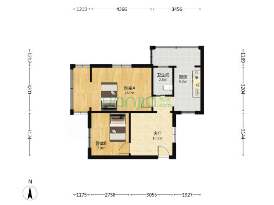 水碾河南路79号院 2室1厅1卫 57平方