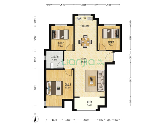 人车分流社区，市政集中供暖，好楼层-户型图