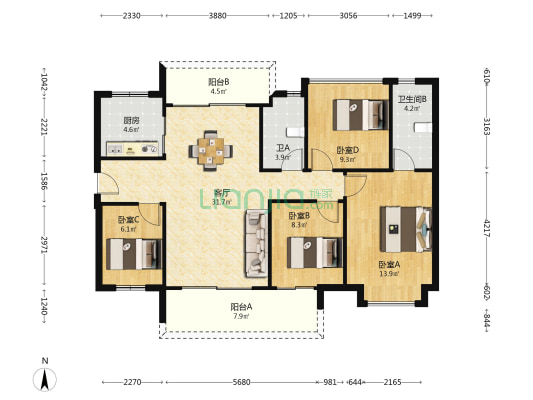 科熙花园 4室1厅2卫 127平方
