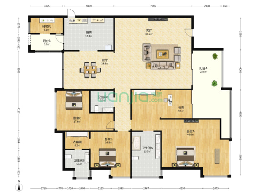 中铁凤凰谷 4室2厅3卫 260平方