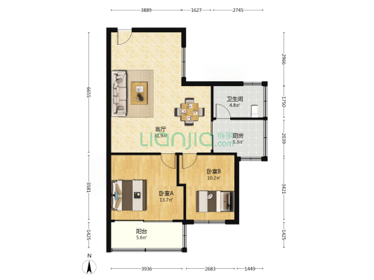 粤花小区 2室1厅1卫 72平方