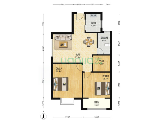 金港城 3室1厅1卫 103平方