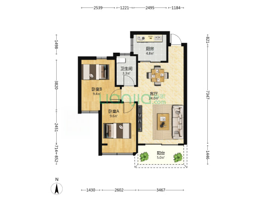 金岭雅居 2室1厅1卫 75平方