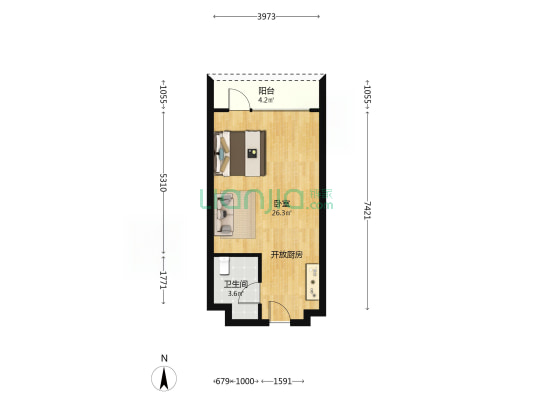 东北·中交城 1室0厅1卫 51平方