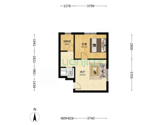 一心桥横街22号 1室1厅1卫 42平方