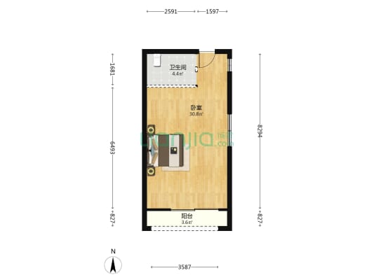 旺德府万象时代 1室0厅1卫 53平方