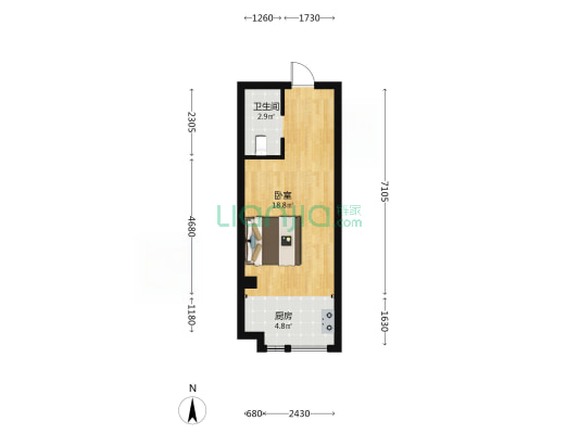 蓝天铂宫 1室0厅1卫 40平方