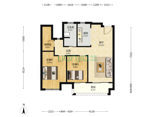 银城云溪庭 2室1厅1卫 89平方