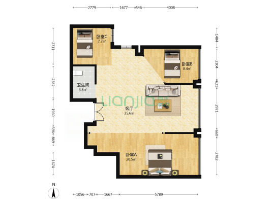 合能铂悦华庭 3室1厅1卫 113平方